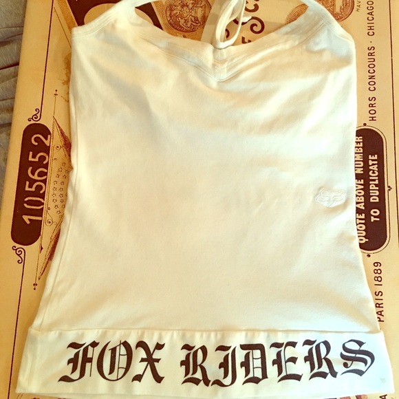 Fox Racing Tops - Cute White Fox Halter Top Size Small Fox Racing Tops - Cute White Fox Halter Top Size Small